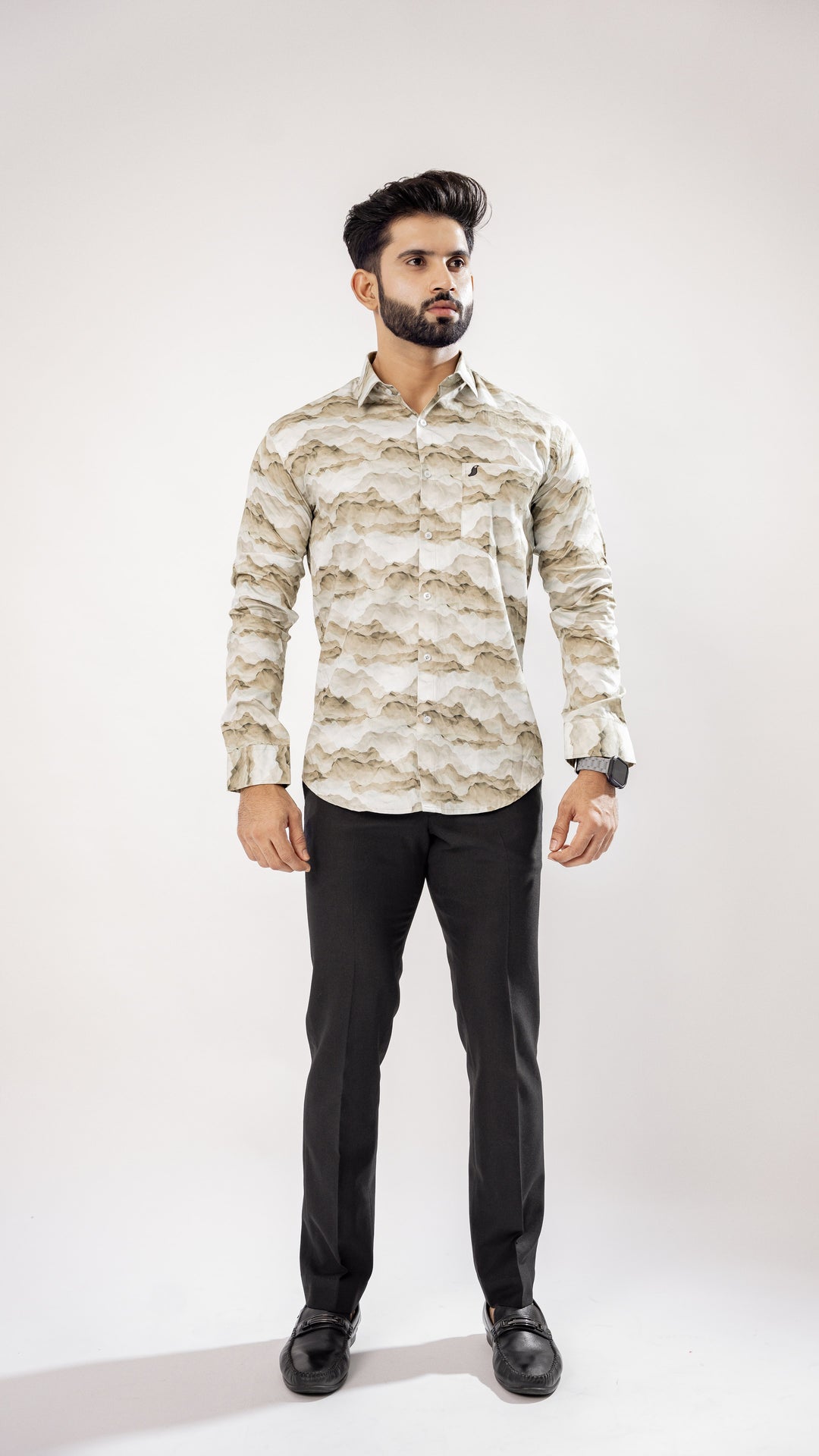 WHITE AND GRAY MARBLE PRINT SUPER SOFT PREMIUM COTTON SHIRT - Royaltail