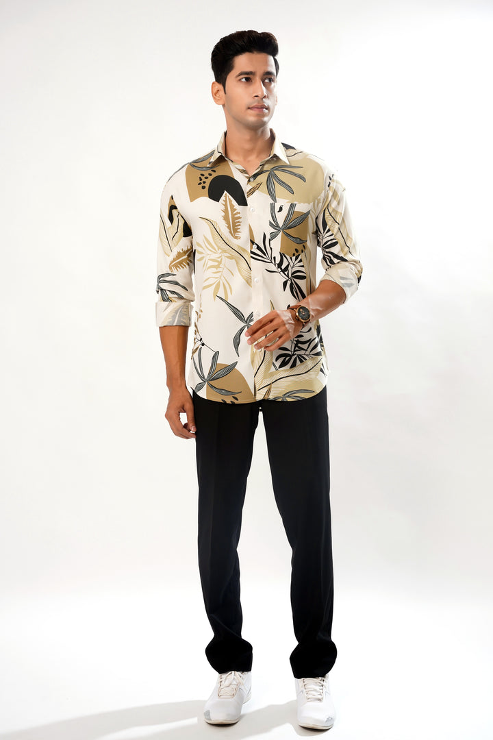 Farina Light Brown Print Super Soft Premium Cotton Shirt - ROYALTAIL