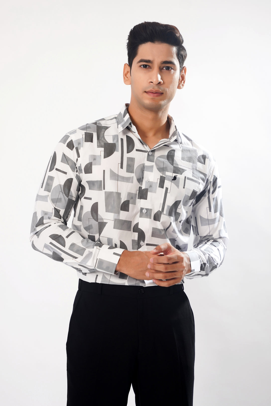White Marble Print Super Soft Premium Cotton Shirt - ROYALTAIL