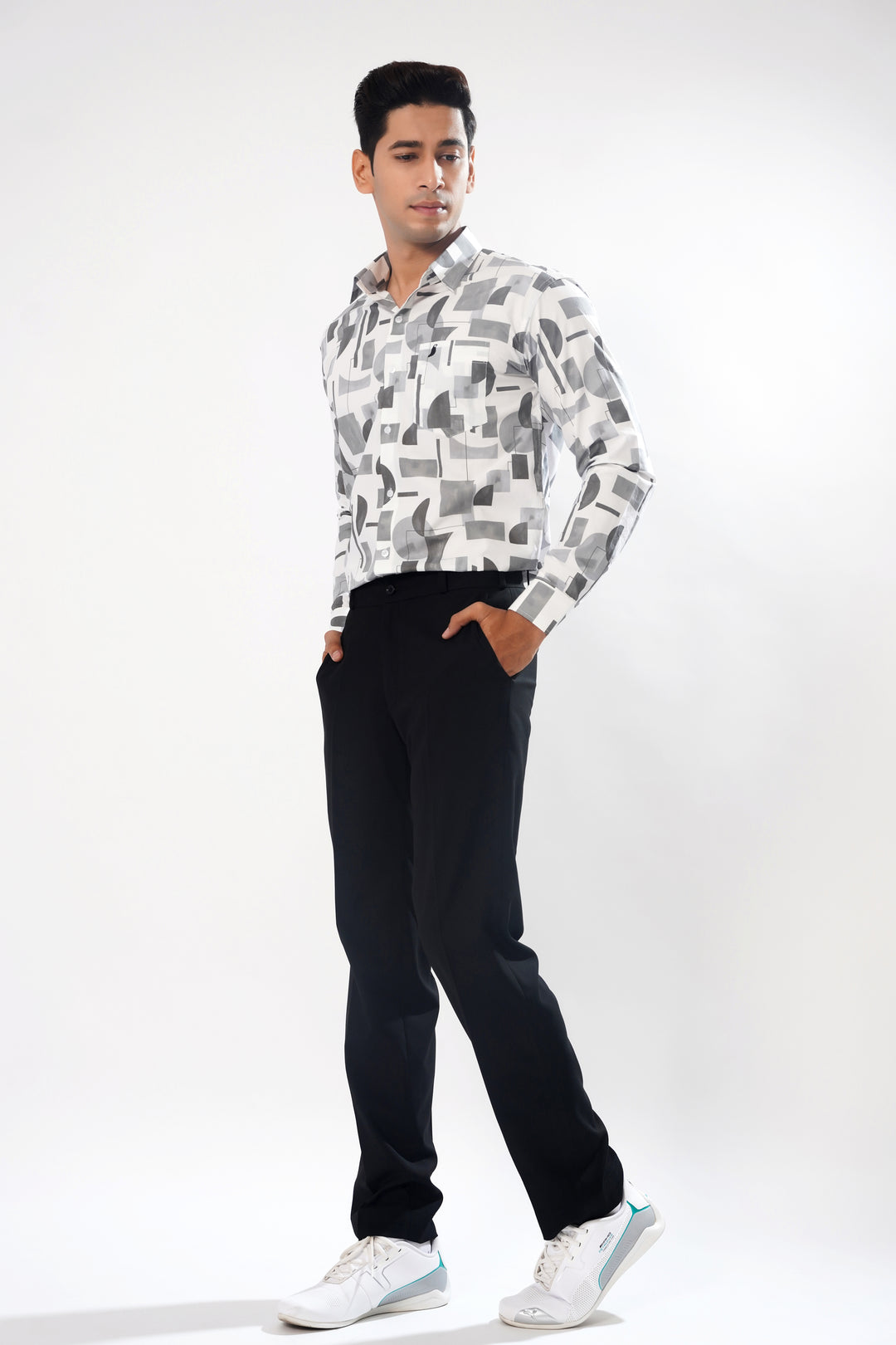 White Marble Print Super Soft Premium Cotton Shirt - ROYALTAIL