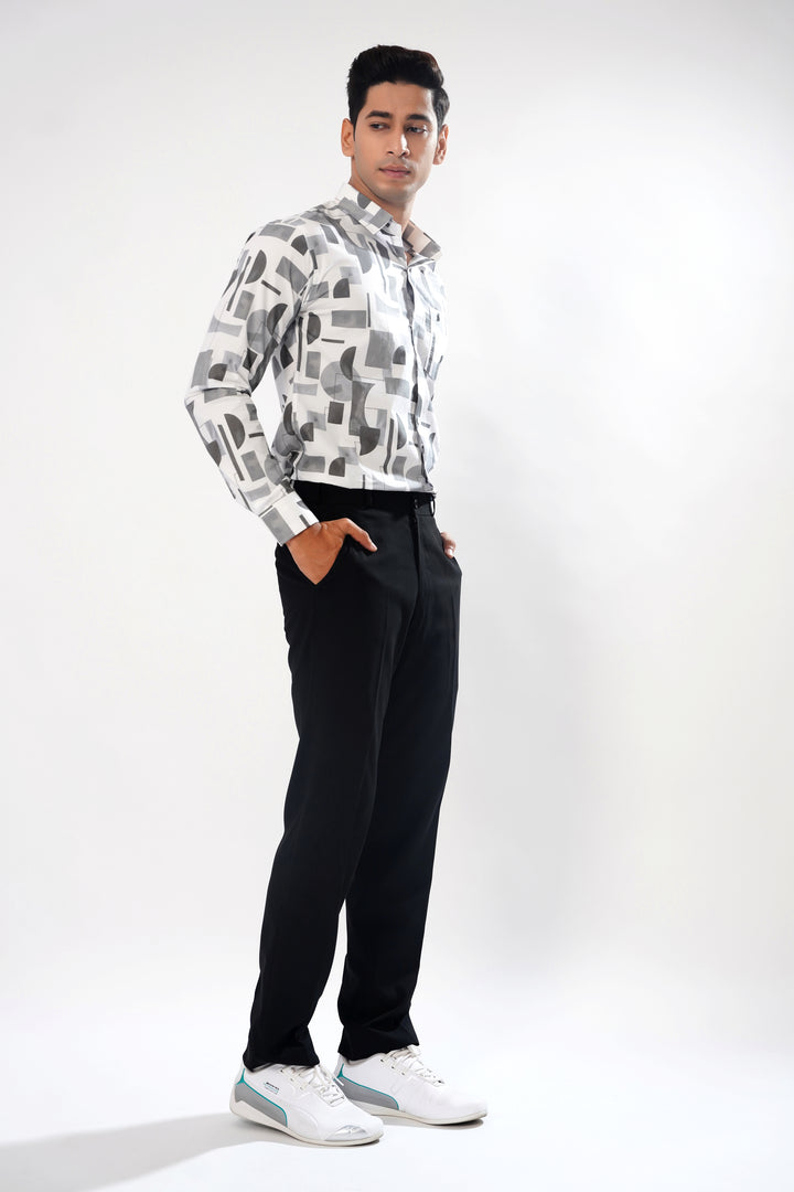 White Marble Print Super Soft Premium Cotton Shirt - ROYALTAIL