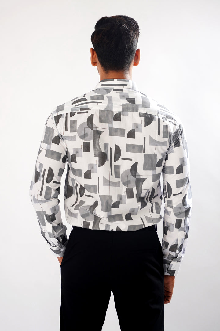 White Marble Print Super Soft Premium Cotton Shirt - ROYALTAIL