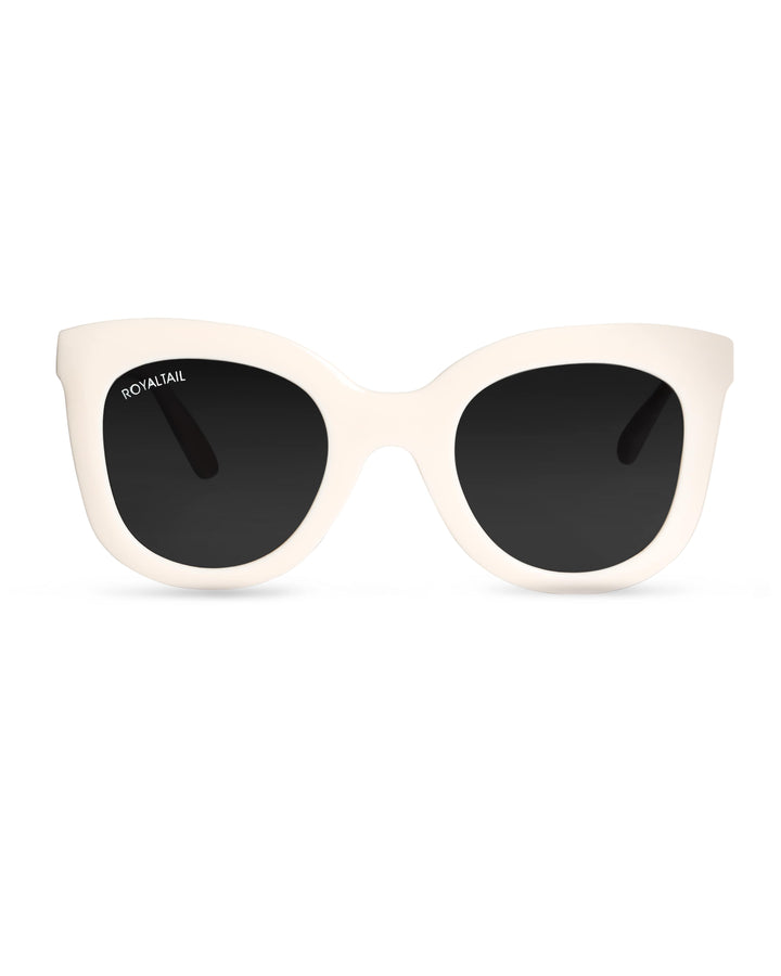 Squared Off White UV Protected Oval Sunglasses RT053 - ROYALTAIL