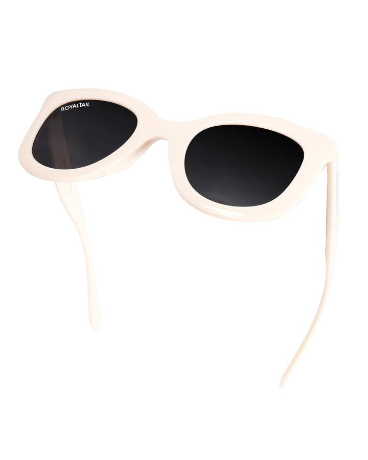 Squared Off White UV Protected Oval Sunglasses RT053 - ROYALTAIL