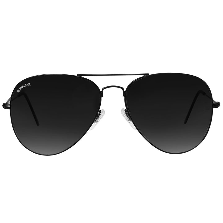 Black Classic Glass and Black Frame Aviator Sunglasses for men and Women - ROYALTAIL