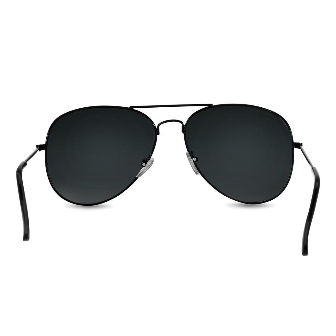 Black Classic Glass and Black Frame Aviator Sunglasses for men and Women - ROYALTAIL