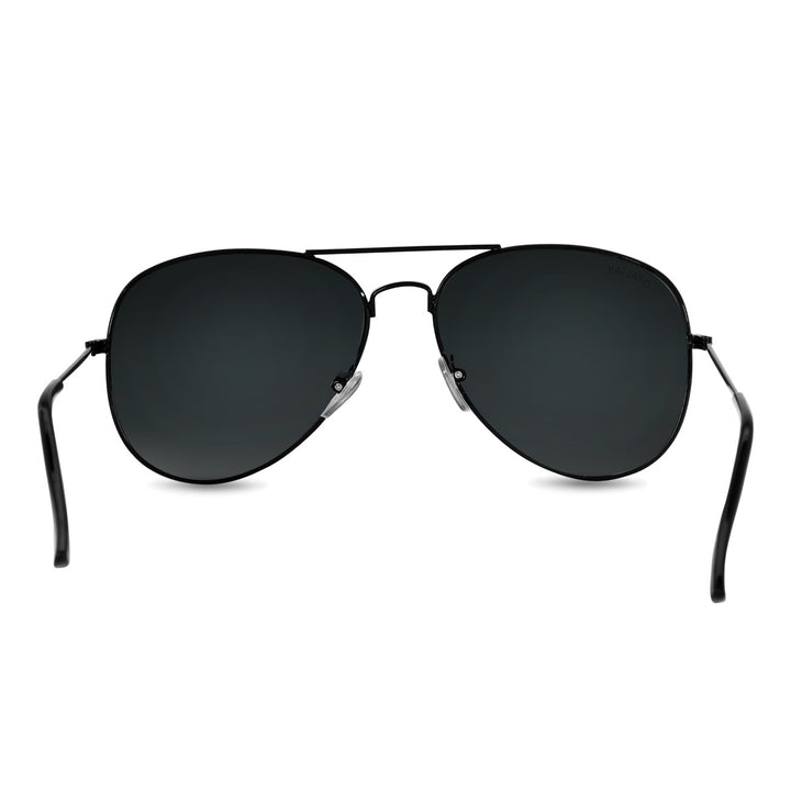Black Classic Glass and Black Frame Aviator Sunglasses for men and Women - ROYALTAIL