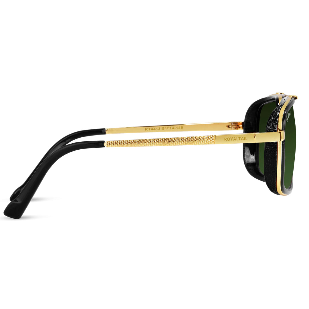 Mustsundia Green Glass and Gold Frame Square Nirvana Sunglasses - ROYALTAIL