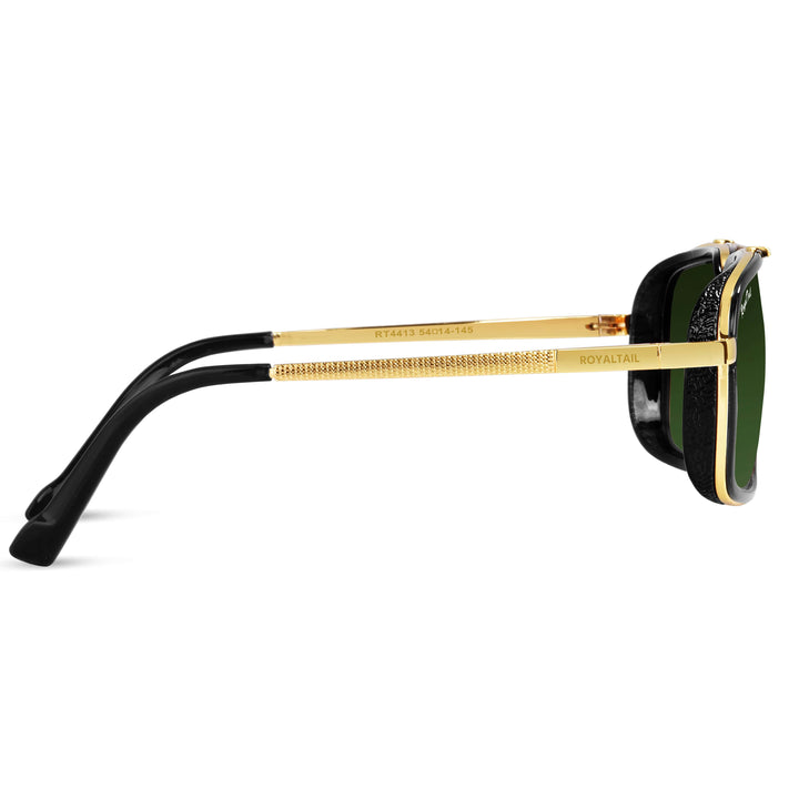 Mustsundia Green Glass and Gold Frame Square Nirvana Sunglasses - ROYALTAIL