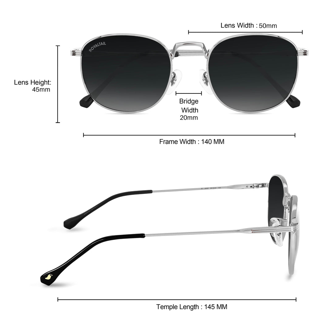 Black Glass and Silver Frame Round Medford Series Polarized Sunglasses - Royaltail