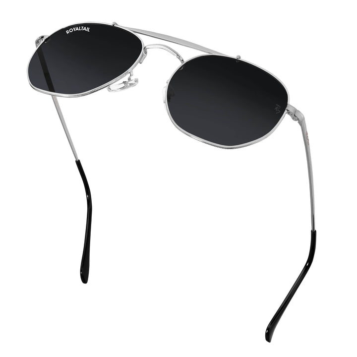 Camile Black Glass and Silver Frame Round Sunglasses - ROYALTAIL