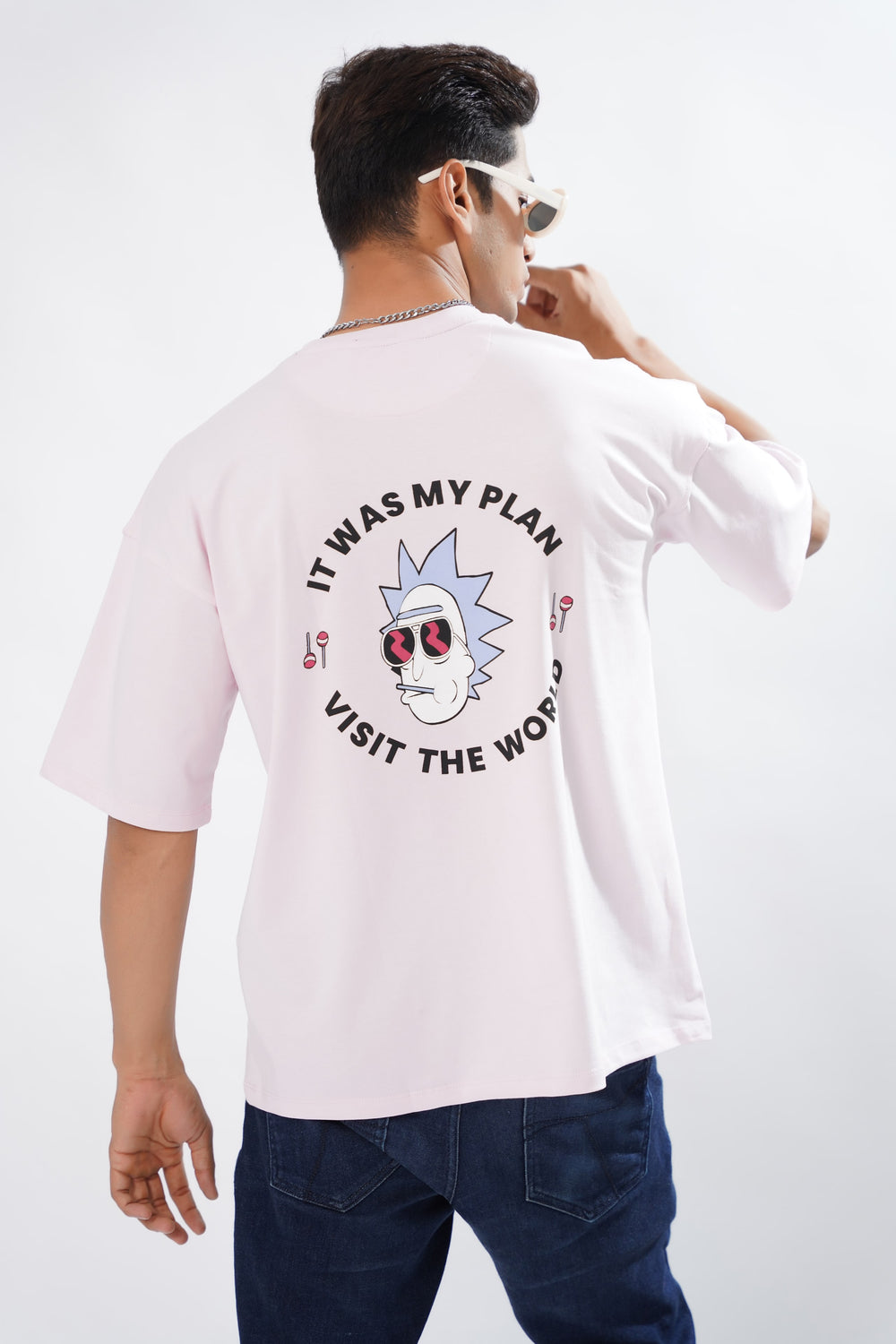 Faded Firebrick Pink Its My Plan Cotton Graphic Printed Oversized T-shirt - ROYALTAIL