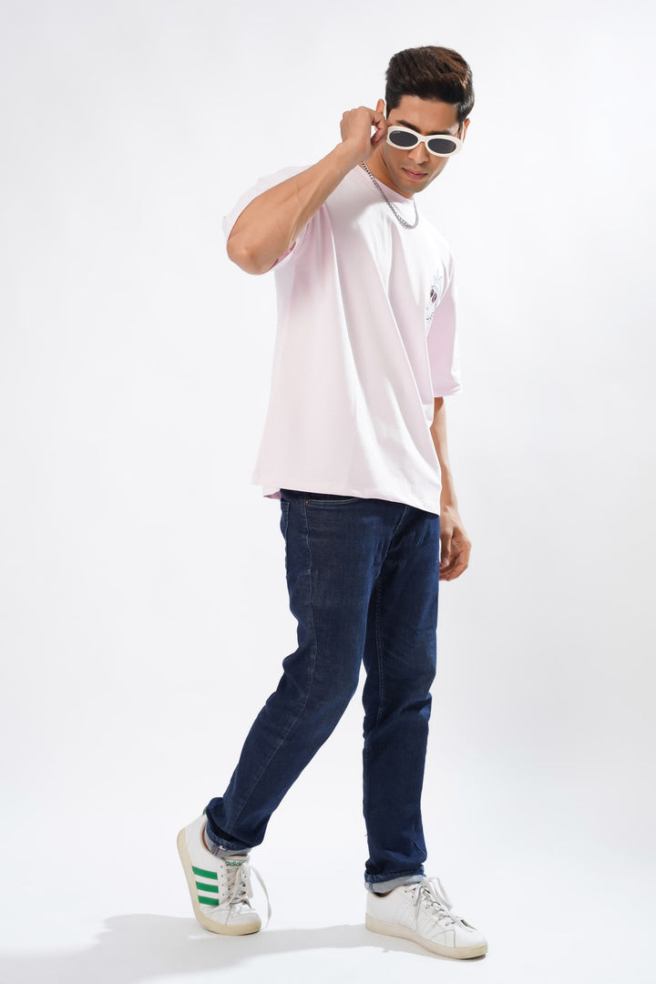 Faded Firebrick Pink Its My Plan Cotton Graphic Printed Oversized T-shirt - ROYALTAIL