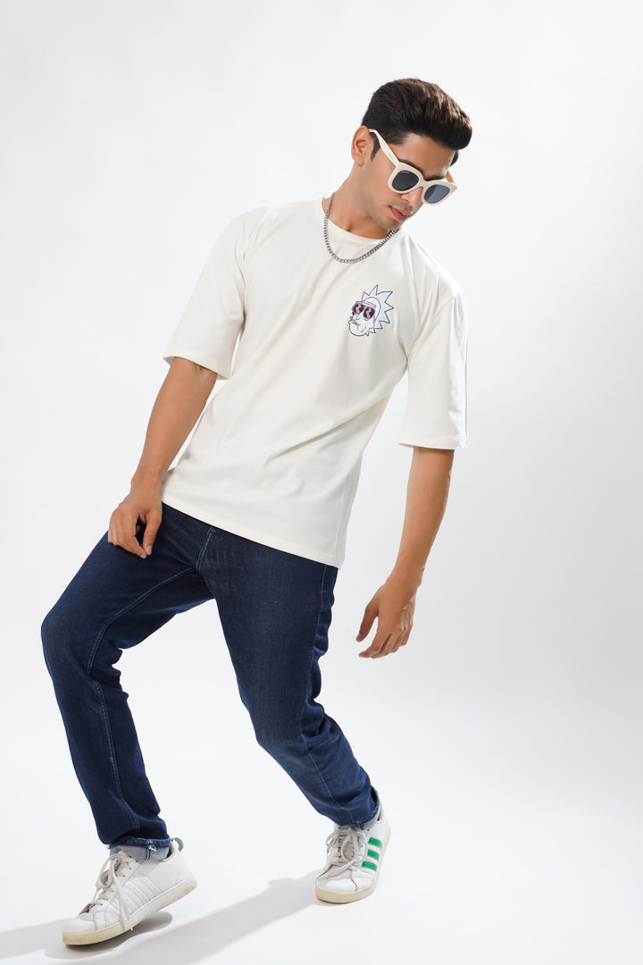 Soft White Its My Plan Cotton Graphic Printed Oversized T-shirt - ROYALTAIL