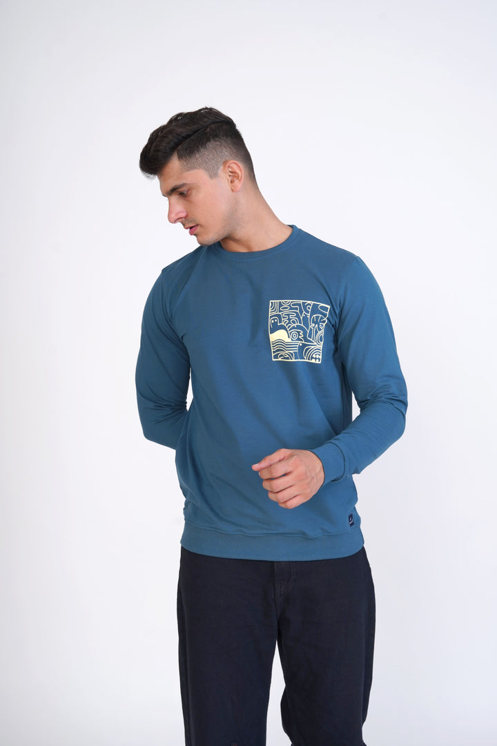 Deep Sea Blue Premium Organic Soft Cotton Sweatshirt - ROYALTAIL