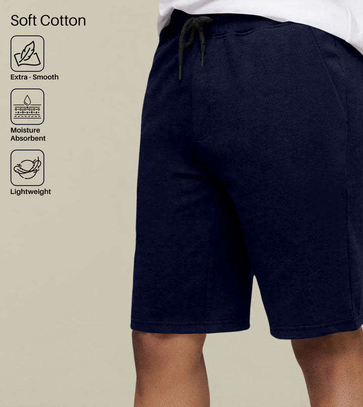 Florecent Navy Blue Premium Cotton Shorts - ROYALTAIL