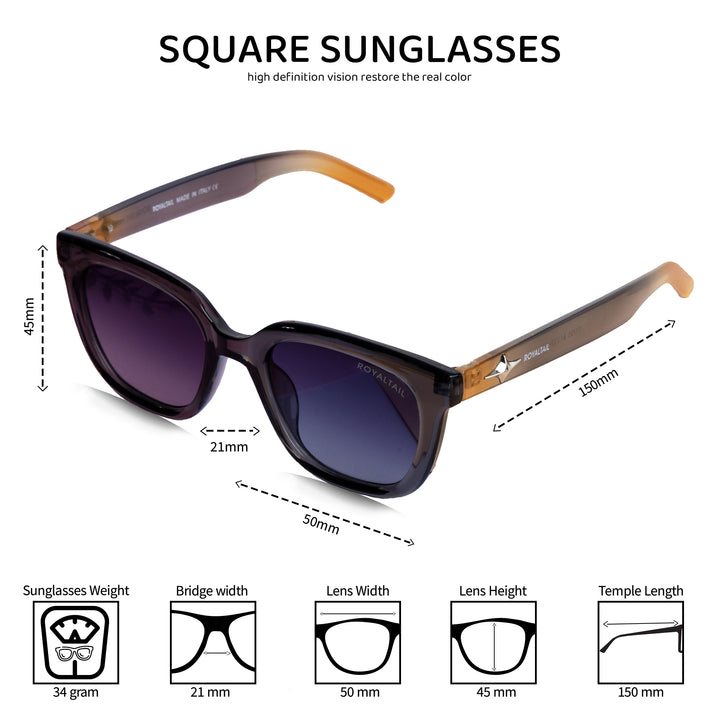 UV Protection Grey Retro Square Sunglasses For Men & Women - ROYALTAIL
