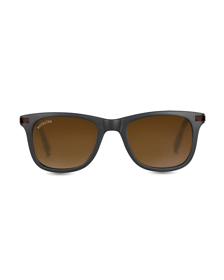 Brown Glass and Brown Frame Square Helmatta 4287 Edition Sunglasses - Royaltail