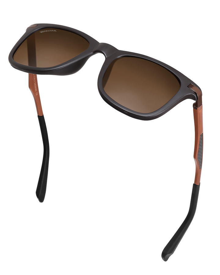 Brown Glass and Brown Frame Square Helmatta 4287 Edition Sunglasses - Royaltail