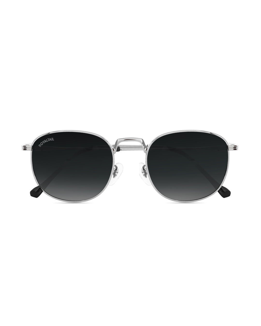 Black Glass and Silver Frame Round Medford Series Polarized Sunglasses - Royaltail
