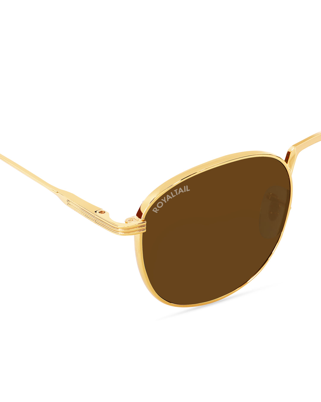 Brown Glass and Gold Frame Round Medford Series Polarized Sunglasses - Royaltail