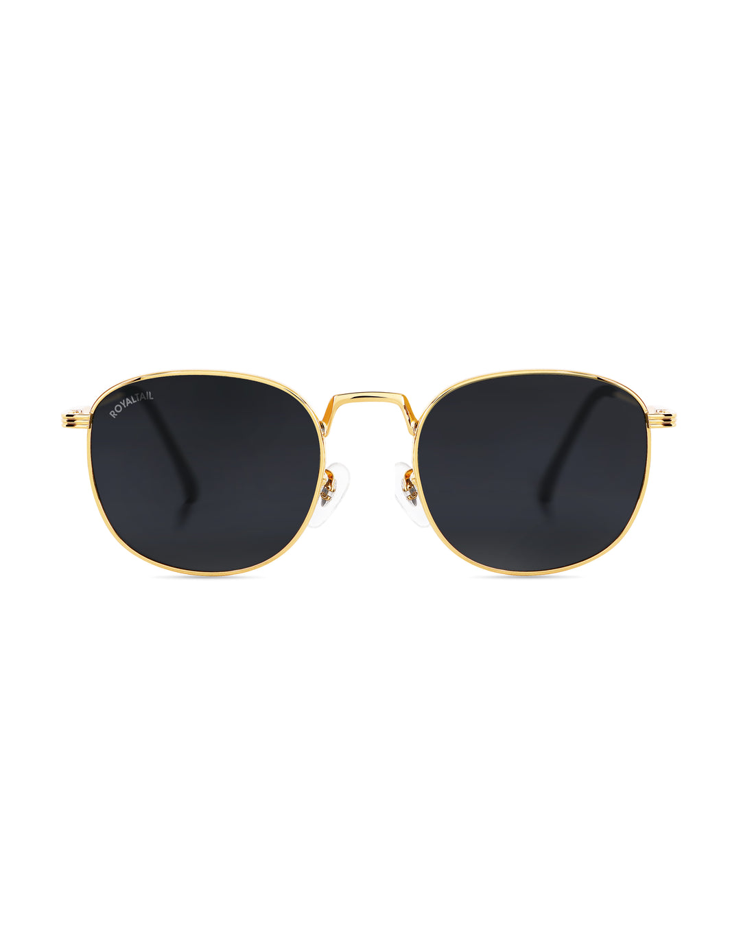 Black Glass and Gold Frame Round Medford Series Polarized Sunglasses - Royaltail