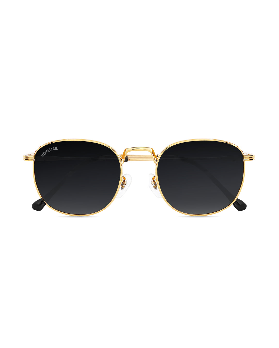Black Glass and Gold Frame Round Medford Series Polarized Sunglasses - Royaltail