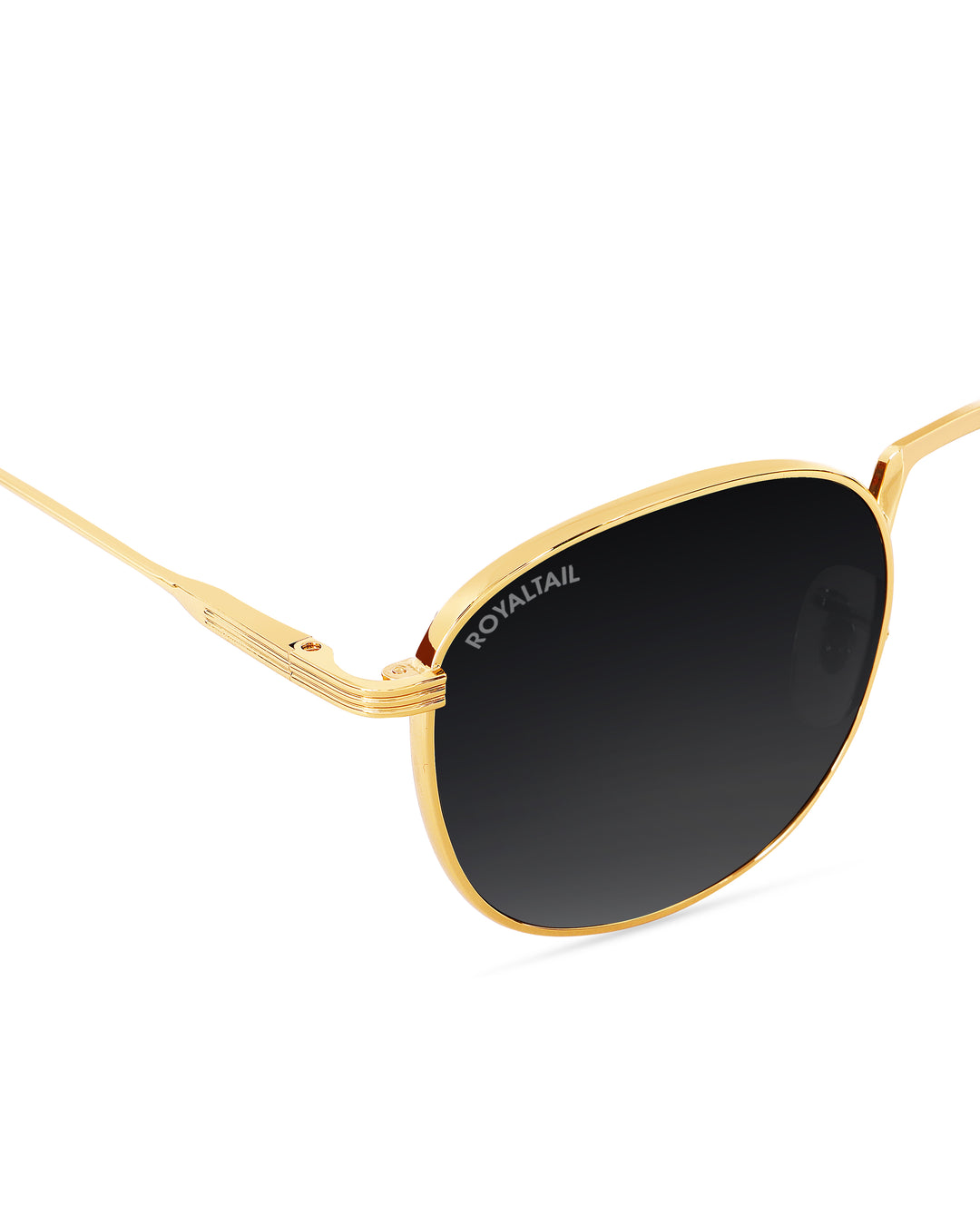 Black Glass and Gold Frame Round Medford Series Polarized Sunglasses - Royaltail