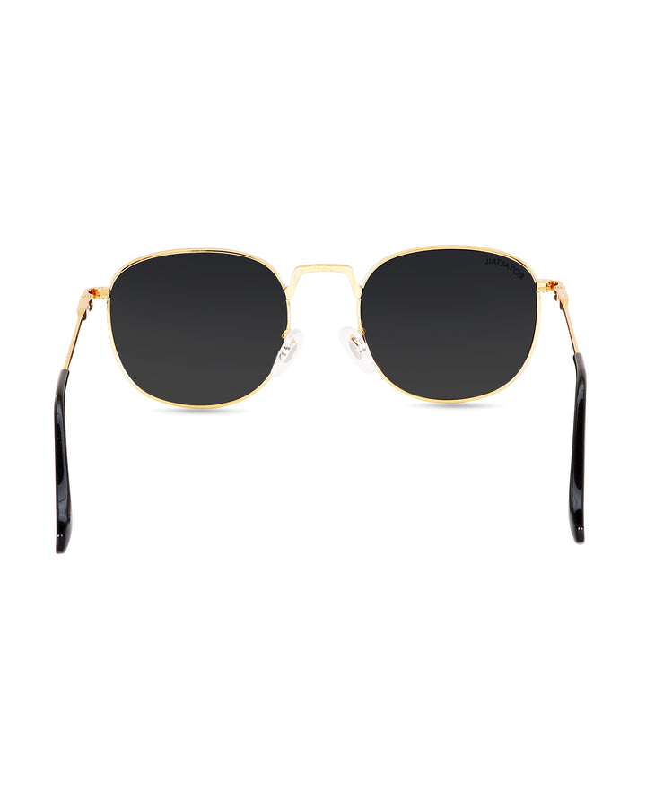 Black Glass and Gold Frame Round Medford Series Polarized Sunglasses - Royaltail