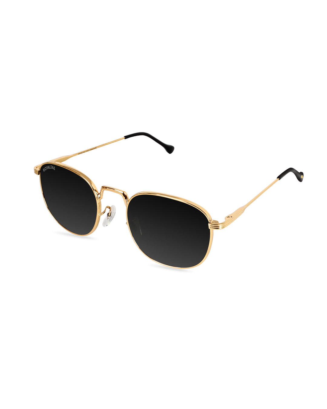 Black Glass and Gold Frame Round Medford Series Polarized Sunglasses - Royaltail