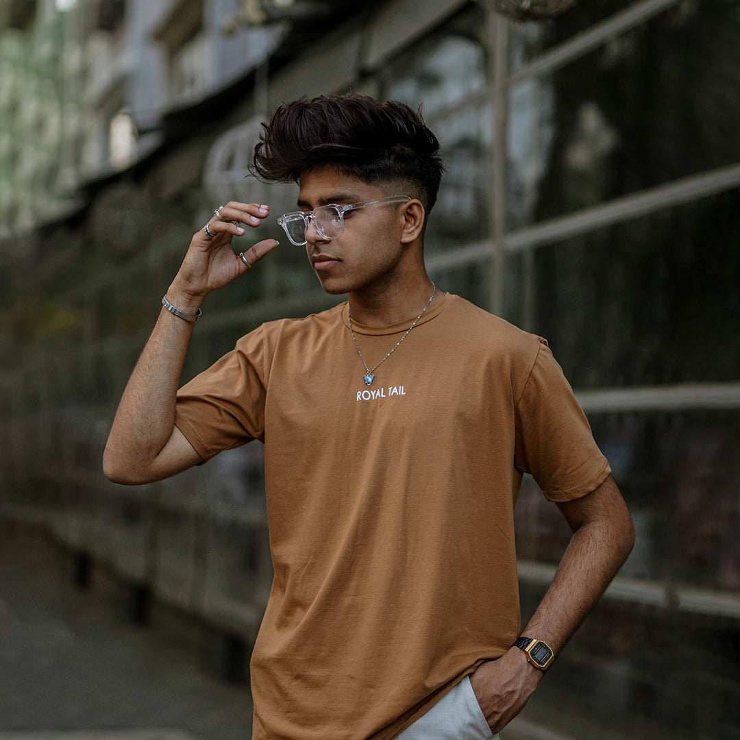 DARK ROSEWOOD BROWN WHITE PREMIUM ORGANIC SUPER SOFT COTTON T-SHIRT - Royaltail