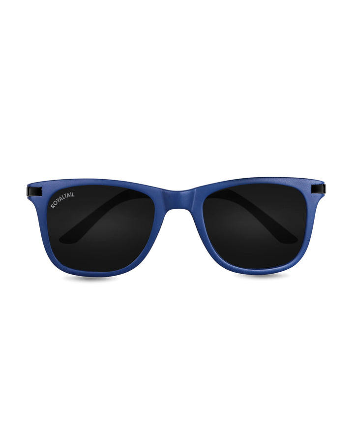 Black Glass and Blue Frame Square Helmatta 4287 Edition Sunglasses - Royaltail