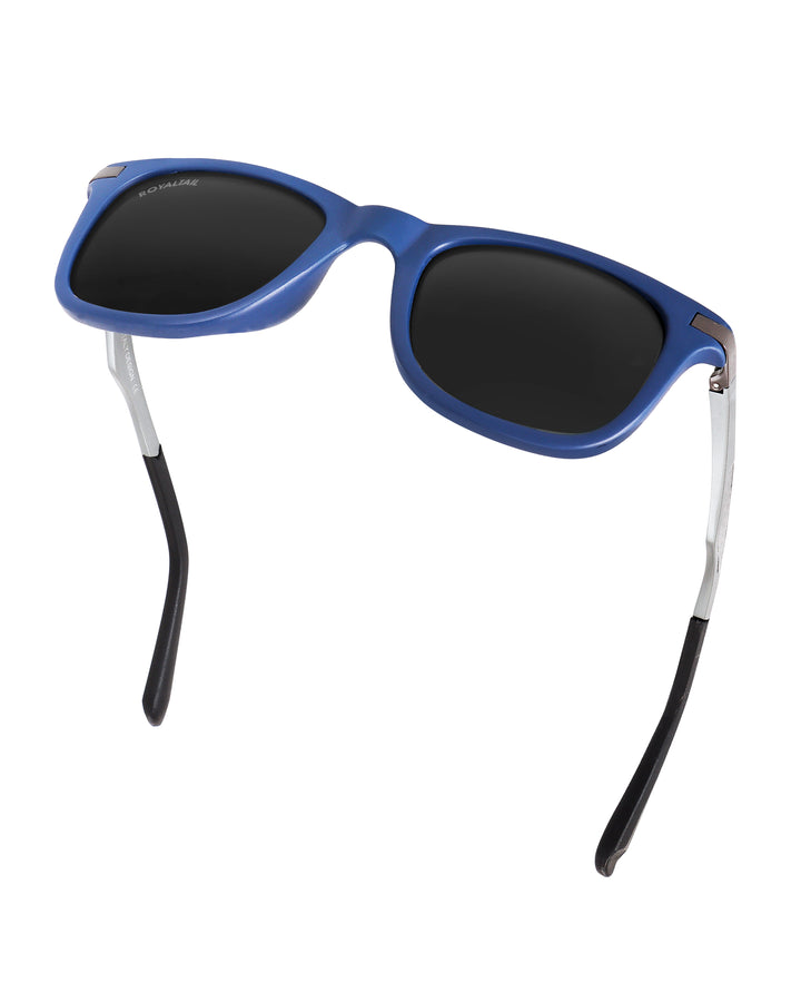 Black Glass and Blue Frame Square Helmatta 4287 Edition Sunglasses - Royaltail