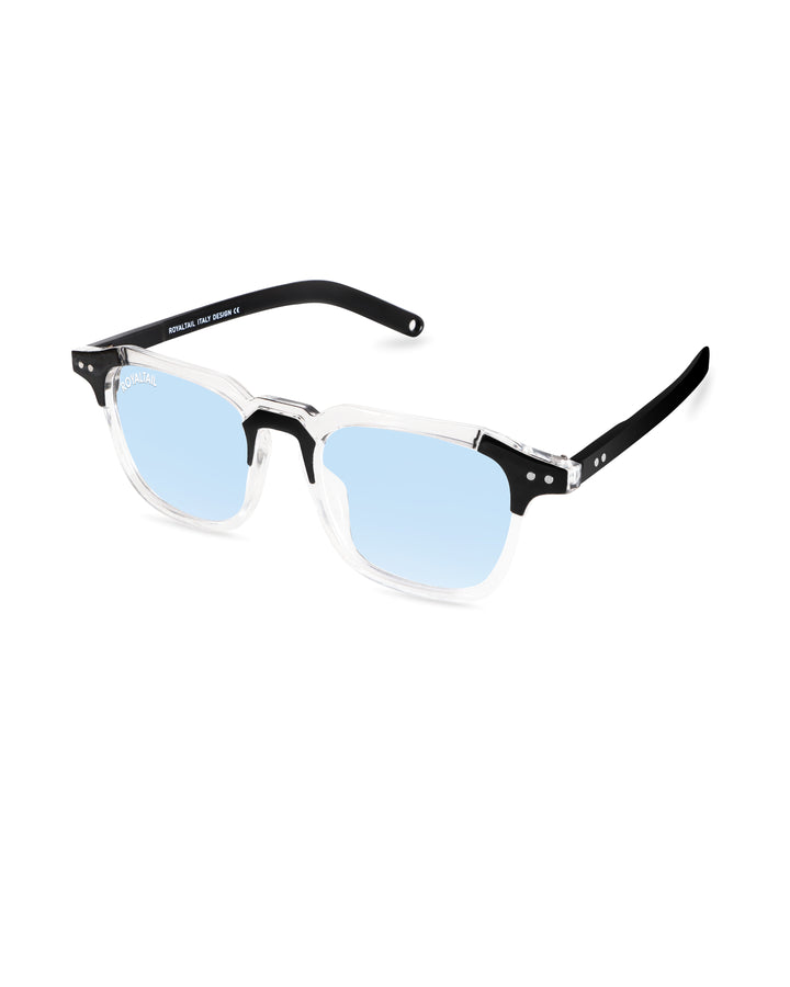 Sky Blue Glass and Black Frame Square Kingsman-06 Series Sunglasses - Royaltail