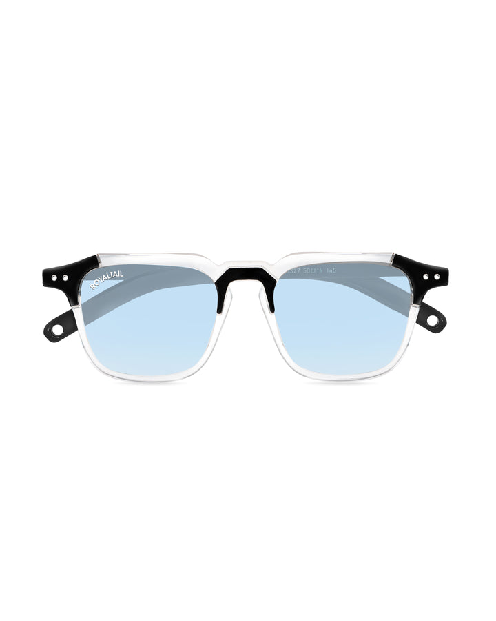 Sky Blue Glass and Black Frame Square Kingsman-06 Series Sunglasses - Royaltail