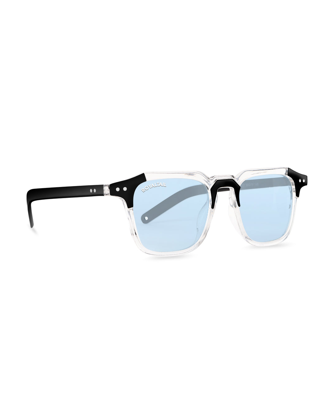 Sky Blue Glass and Black Frame Square Kingsman-06 Series Sunglasses - Royaltail