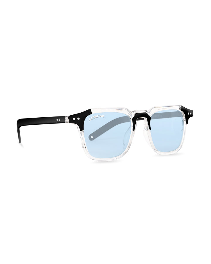 Sky Blue Glass and Black Frame Square Kingsman-06 Series Sunglasses - Royaltail