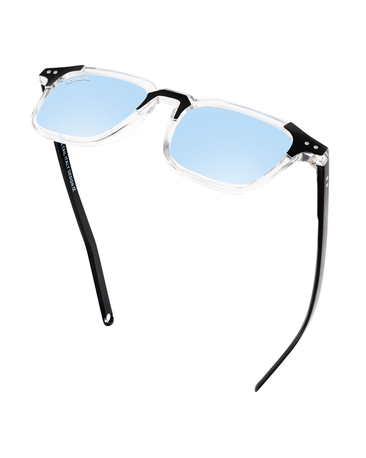Sky Blue Glass and Black Frame Square Kingsman-06 Series Sunglasses - Royaltail