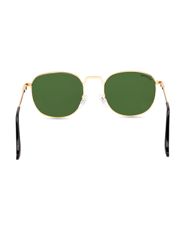 Green Glass and Gold Frame Round Medford Series Polarized Sunglasses - Royaltail