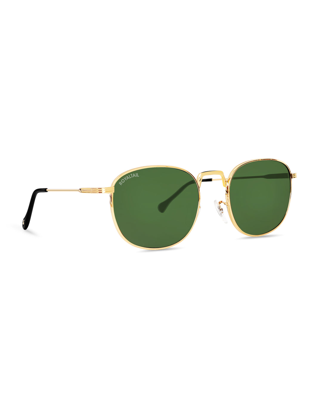 Green Glass and Gold Frame Round Medford Series Polarized Sunglasses - Royaltail