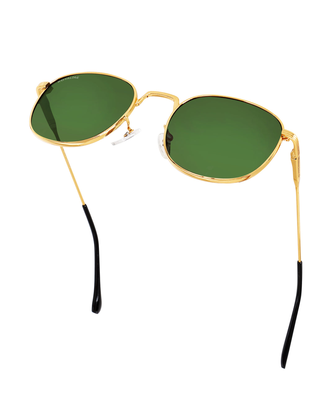 Green Glass and Gold Frame Round Medford Series Polarized Sunglasses - Royaltail