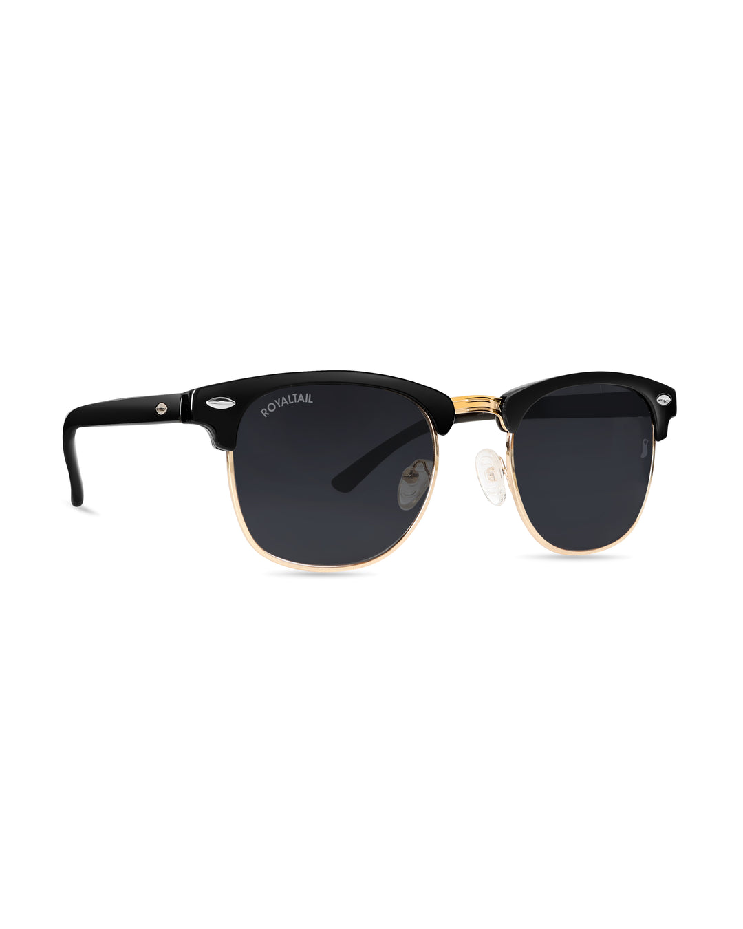 Black Glass and Gold Frame Rim Clubmaster Edition Sunglasses - Royaltail
