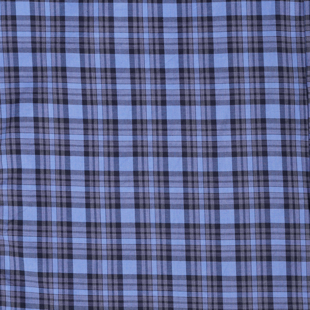 Mid Blue Premium Gingham Small Check Patterned Giza Cotton Shirt - Royaltail