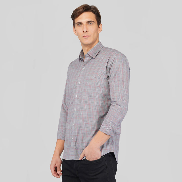 White with Blue and Red Premium Check Patterned Giza Cotton Shirt - Royaltail
