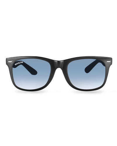 Unisex Blue Gradient Glass and Black Frame Wayfarer Sunglasses