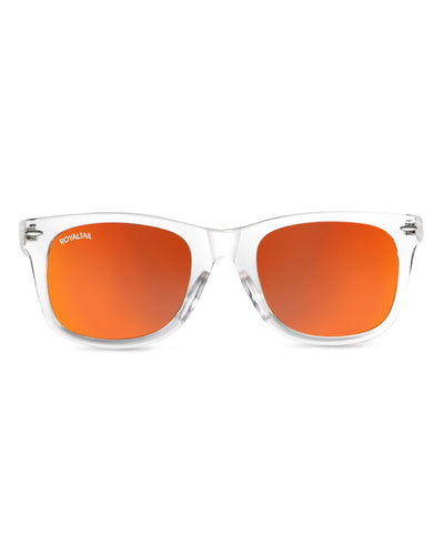 Unisex Orange Glass and Clear Frame Wayfarer Sunglasses