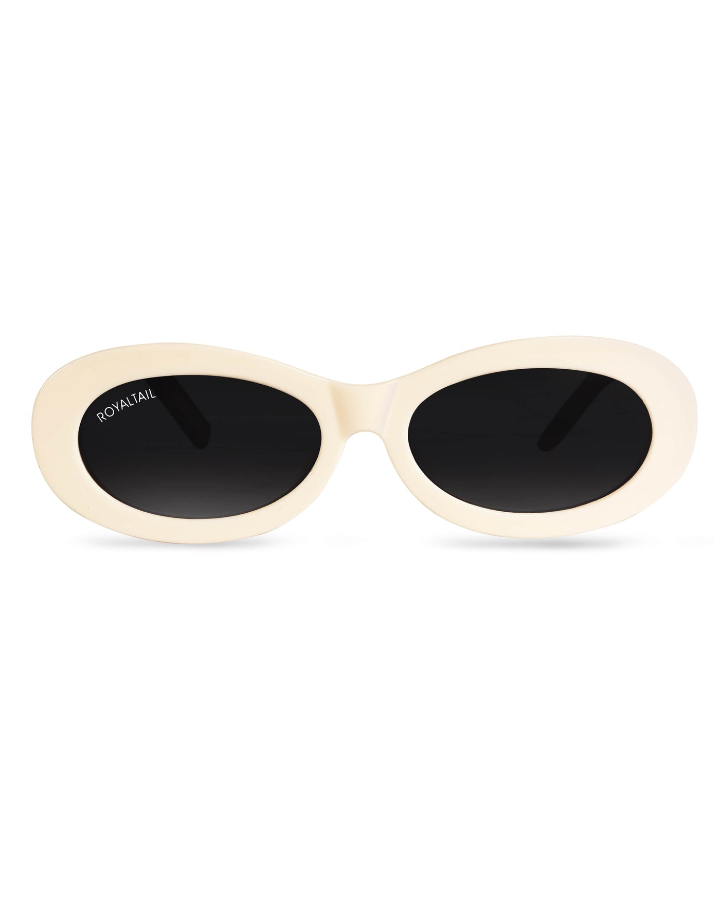 Narrow Oval Retro White UV Protected Sunglasses RT062