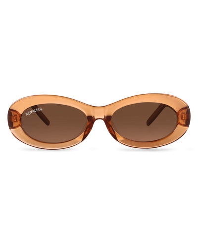Narrow Oval Retro Brown UV Protected Sunglasses RT063