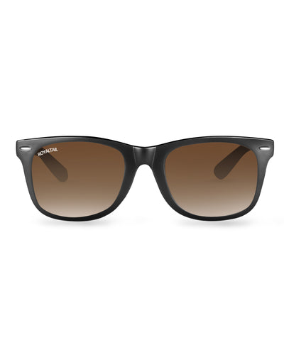 Unisex Brown Gradient Glass and Black Frame Wayfarer Sunglasses