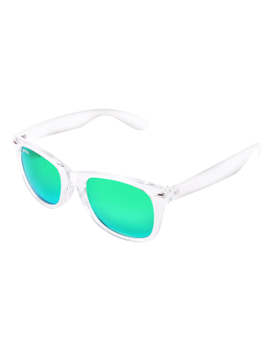 Unisex Aqua Green Glass and Clear Frame Wayfarer Sunglasses